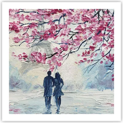 Produktbild von Poster - Poster ohne Rahmen - Paar Paris Baum - 60x60 cm - Wand Bild - Wanddeko - Wandbilder - Kunstposter - Wandposter - Bilder - Kunstdruck - Wanddekoration - Wandbild - P2XAC60x60-4211