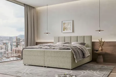 Produktbild von 99rooms Bergamo Boxspringbett Webstoff MALMO_NEW Beige 200x200 cm ohne Topper