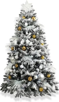 Produktbild von Geschmückter künstlicher weihnachtsbaum mit 133 Stk Kugeln POLAR GOLD 210 cm mit Metallständer