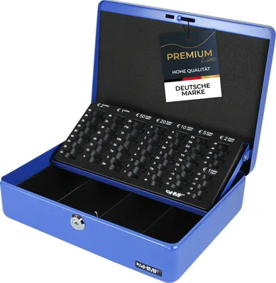 Produktbild von HMF 10015-05 Geldkassette Euro-Münzzählbrett, Geldzählkassette, 30 x 24 x 9 cm, blau