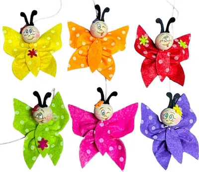 Produktbild von Bastelset Filzschmetterlinge Pünktchen, 6er Set
