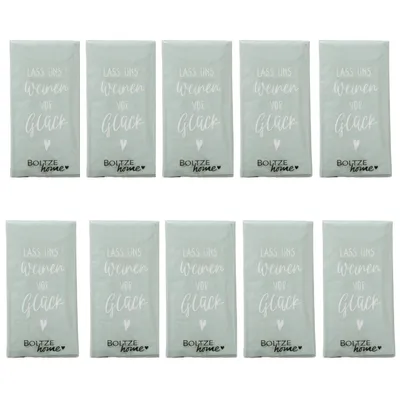 Produktbild von 10 x 10 Taschentücher 'Lass uns weinen vor Glück' Grün - für die Freudentränen zur Hochzeit, Taufe, Kommunion, Konfirmation