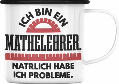 Produktbild von Trendation - Mathelehrer Emaille Tasse Mathematiker Emaille Tassen mit Spruch Lustig Emaille Emaille Tasse Geschenk Mathe Lehrer Sprüche (Schwarz)