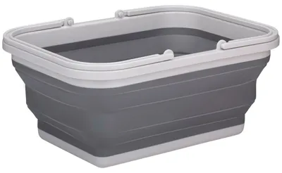 Produktbild von Waschekorb/Tragkorb, zusammenklappbar - 19 l - grau - 38 x 28 x 18 cm