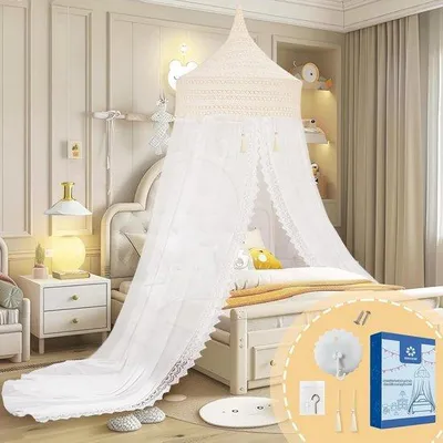Produktbild von Geweven bedgordijn für Babyzimmer und Kinderzimmer - Hausbed mit Muggennetz - Dekoration für Betttent