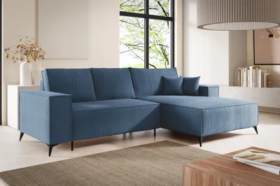 Produktbild von Ecksofas in L-Form ANTONIO ARAGON 294x185x81cm, Schenkel/Ottomane rechts oder links, Schlaffunktion & Bettkästen, Eckarniutur, Webstoff in Hellblau