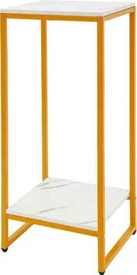 Produktbild von Pflanzenständer - Blumenständer - 2 Ebenen - Rechteckig - 30,2×30,2×75 cm - Für Wohnzimmer/Balkon/Büro - Gold
