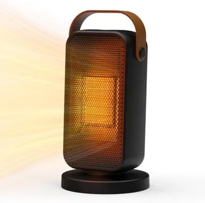 Zdjęcie produktu dla Elektryczny mini grzejnik 1200 W, cichy, z 3 stopniami regulacji i zabezpieczeniem przed przegrzaniem, do łazienki i biura, czarny