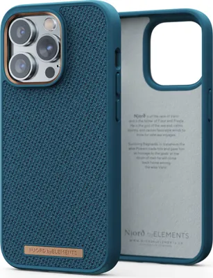 Zdjęcie produktu dla Etui Njord Collections iPhone 14 Pro Max - Wysokiej jakości materiałowe etui na telefon - Reycled / Wytrzymały materiał - Ochrona przed upadkiem z wysokości 2 metrów - Nadaje się do ładowania Magsafe / bezprzewodowego - Niebieski