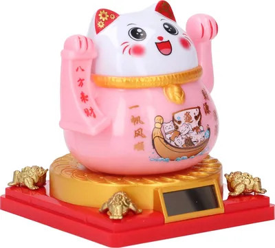Productafbeelding van Zonne-energie aangedreven, schattige kat die zwaait, voor geluk, voorspoed en positieve energie (Feng Shui). Geschikt als decoratie voor thuis, auto of kantoor. De arm van de kat beweegt