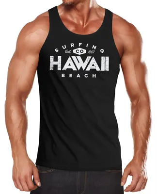 Produktbild von Herren Tank-Top Hawaii Surfing Sommer Sonne Strand Beach Muskelshirt Muscle Shirt Neverless® schwarz M