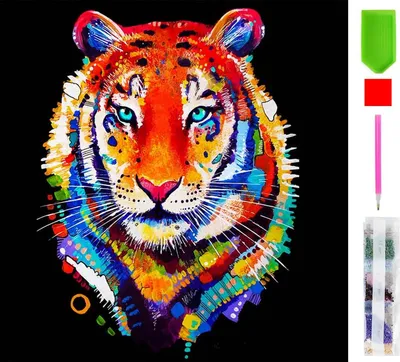 Produktbild von RealG RC-K-053 Diamantmalerei-Set 5D, 30 x 30 cm, Tiger