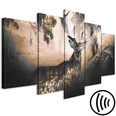 Immagine prodotto di Quadri acustici animali 200x100 cm immagini schiuma acustica ad alte prestazioni fonoassorbente isolamento acustico tela 5 pezzi murale acustica ambientale isolamento acustico g-A-0225-b-o