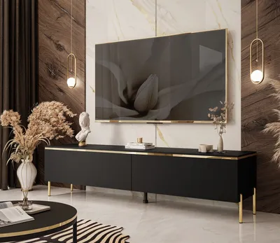Produktbild von AURORA II schwarz matt TV-Schrank mit Beinen