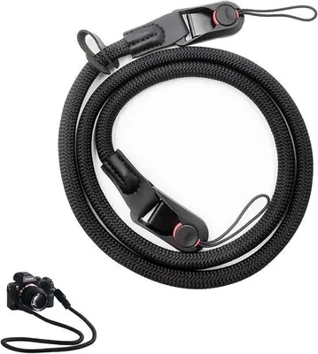 Produktbild von Klimriem für SLR DSLR Kameras - schwarz, 116 cm, Nylon.