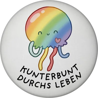 Produktbild von Jelly & Friends Regenbogen-Qualle Magnet mit Flaschenöffner rund mit Spruch