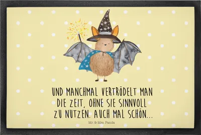 Produktbild von Mr. & Mrs. Panda Abtreter Fledermaus Zauberer 40 x 60 cm - Gelb Pastell - Geschenk, Bodenvorleger, Reinsteigern, Fledermäuse, Fußabstreifer, fußmatte, Schuhabstreifer