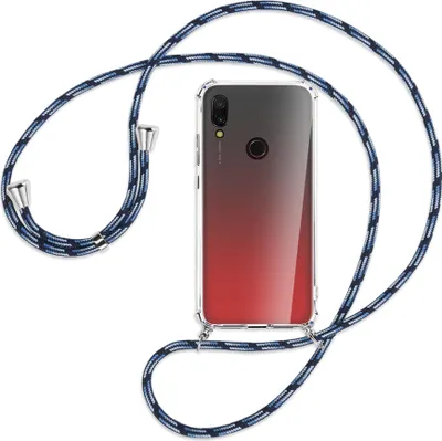 Produktbild von Handykette Backcover-Schutzhülle mit Band (Metall silberfarben) für Xiaomi Redmi 7 - Blautöne