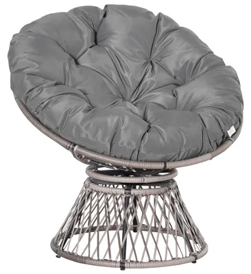 Immagine prodotto di Sedia Papasan - Sedia da giardino rotonda - Sedia girevole - Poltrona relax - Girevole a 360° - Realizzata in rattan sintetico resistente agli agenti atmosferici