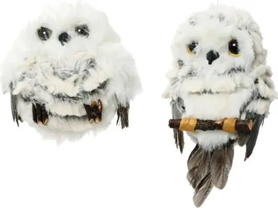 Produktbild von Weihnachtsbaumschmuck Eule Kunstpelz grau
