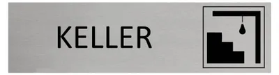 Produktbild von CombiCraft Aluminium Türschild Keller 165x45mm mit 3M-Tape zur Befestigung, einfache Kennzeichnung von Räumen und Bereichen