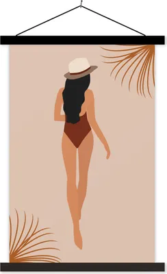 Produktbild von MuchoWow® Textilposter Sommer - Blätter - Pastell 40x60 cm mit schwarzem Rahmen - Wanddekorationen