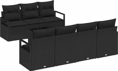 Zdjęcie produktu dla vidaXL Sofa ogrodowa z poduszkami 8-częściowa z czarnego polirattanu