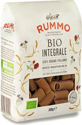 Produktbild von 16x Rummo Pasta Agricoltura Biologica Biologische Landwirtschaft Integrale Vollkorn Mezzi Rigatoni N.51 500g