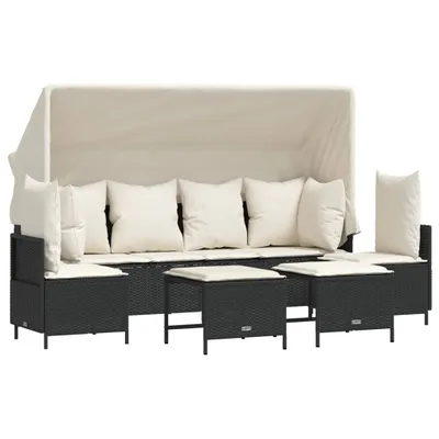 Immagine prodotto di vidaXL Set di divani da giardino 5 pezzi con cuscini in polirattan nero