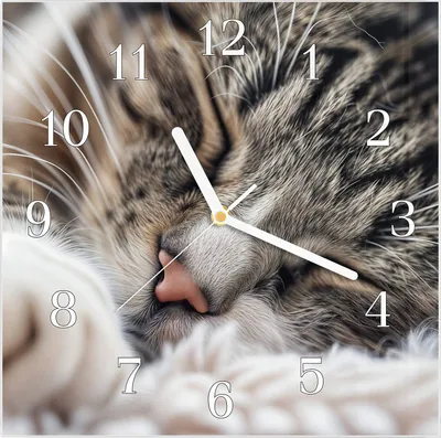 Produktbild von Wanduhr aus Glas mit Motiv Schlafende Katze- 30 x 30 cm - inkl. Aufhängesystem