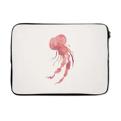 Produktbild von MuchoWow® Laptop Hülle 13 Zoll Quallen - Meerestiere - Rosa - Aquarell Laptoptasche - Laptophülle - Sleeve - Rundumschutz