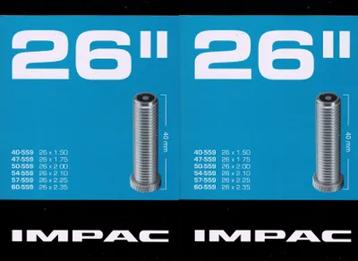 Produktbild von 2x Impac 26 Zoll AV Schlauch Auto Schrader Ventil 40 - 60 559