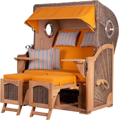 Produktbild von Strandkorb-Set - bene living - Ammersee Teak - PE grau- Modell 586 - inkl. Liftersystem