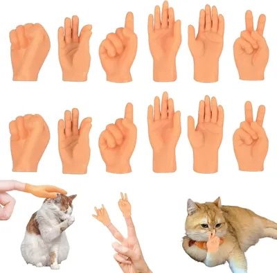 Imagen del producto de Juego de marionetas de dedo de goma suave, 16 unidades, miniaturas de manos, para mascotas y juegos