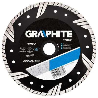 Immagine prodotto di GRAPHITE 57H871 Disco diamantato 200 x 25,4 mm, turbo. Altezza del segmento 6 mm