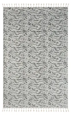 Obrázok produktu pre MY-RUG Koberec, Leah, 290x200, bielo-čierny, koberec s vysokým vlasom, 3D dizajn, boho štýl, moderný koberec s strapcami, obdĺžnikový
