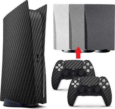 Produktbild von Konsolen- und Controller-Aufkleber für PS5, PlayStation 5 – Performance-Gaming-Skin – Schutzzubehör – Carbon – Silber