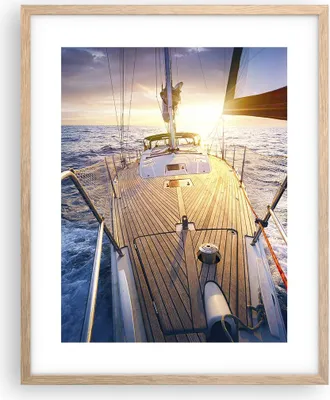Produktbild von Gerahmtes Poster - Rahmen in heller Eiche - Segelboot Meer - 40x50 cm - Wand Bild - Wanddeko - Wandbilder - Kunstposter - Wandposter - Bilderrahmen - Bilder - Kunstdruck - Wandbild - P2NPA40x50-4076