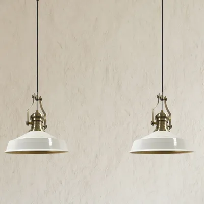 Produktbild von Asletl Pendelleuchte Esstisch Gelb 2 Flammig Metall 41 cm, Hängelampe Esstisch Wohnzimmer, Hängelampe Industrial Vintage, Küchenlampe Vintage - Weiß