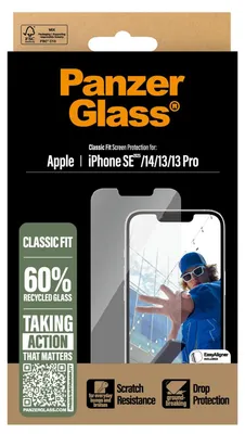 Produktbild von PanzerGlass ® Displayschutz iPhone 17e | 16e | 14 | 13 | 13 Pro | Classic Fit m. EasyAligner, Apple, Apple - iPhone 16e, Apple - iPhone 13, Apple - iPhone 13 Pro, Apple - iPhone 14, Trockene Anwendung, Kratzresistent, Schockresistent, Transparent, 1 Stück(e)