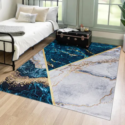 Produktbild von Mazovia Koberec Abstraktní, Glamour, Mramor - Obývací Pokoj, Ložnice, Jídelna, Kancelář - Nízký Fleece - Obdélník - Praní v pračce - 160x230 cm