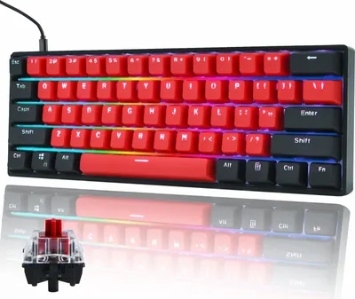 Produktbild von 60% Wired mechanische Gaming-Tastatur,RGB Hintergrundbeleuchtung,Anti-Ghosting NKRO,programmierbare Makrotasten,61 Tasten Hot Swappable Tastatur