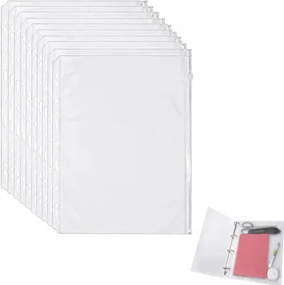 Imagen del producto de Fundas de plástico A4, 10 unidades, perforadas, resistentes al agua y a la humedad, para carpetas