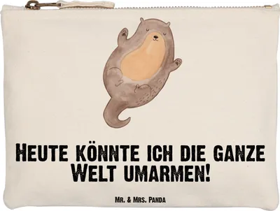 Produktbild von Mr. & Mrs. Panda Federtasche Otter Umarmen Grösse XL Große - Weiß - Geschenk, Schlampermäppchen, Kosmetiktasche, Hallo, Pouch, Mäppchen, glücklich, gut Gelaunt