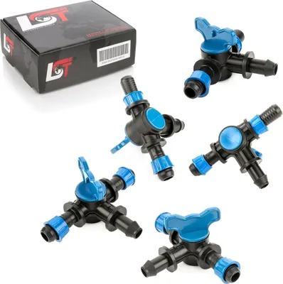 Produktbild von 5x Absperrhahn Verbindungsstück Kupplung Bewässerungssystem T-Stück Ø 17x16x17mm