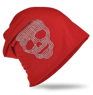 Produktbild von Beanie Muetze Totenkopf Rot