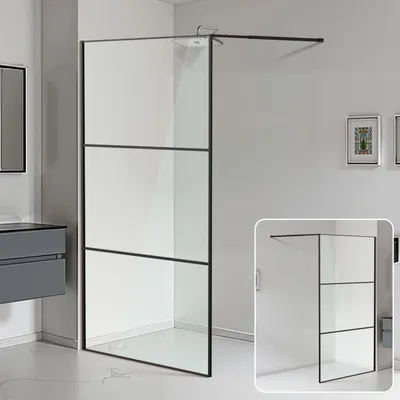 Produktbild von Izrielar Duschabtrennung 120X200cm Duschwand für Dusche Walk-In Dusche ESG-Sicherheitsglas 5mm Schwarze