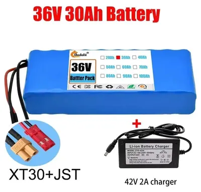 Produktbild von 36V Lithium-Ionen-Akku - 10S2P 18650 Batteriepack - 30Ah Hohe Kapazität - 1000W Hochleistung - Für E-Scooter Motorrad - 186×66×38mm Größe - XT30-JST Stecker