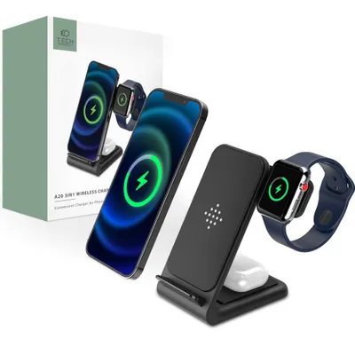 Obrázek produktu pro Tech-Protect A20 3in1 bezdrátová nabíječka na mobil / AirPods / Apple Watch, černá