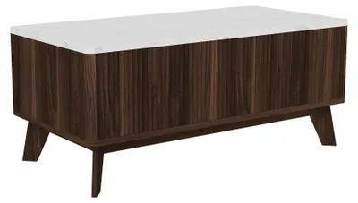 Produktbild von Couchtisch Wohnzimmer - Lift-Top Tisch höhenverstellbar - Mit Stauraum - Rechteckiger Holztisch - 105 x 53 x 42 cm - Walnussholz
